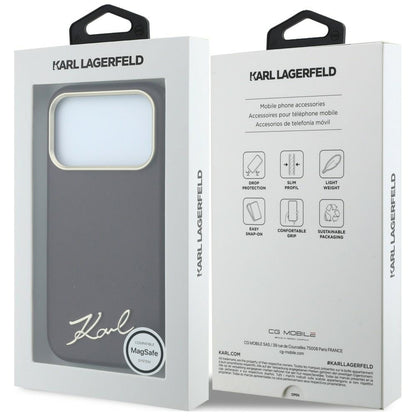 Husa MagSafe pentru Apple iPhone 18 Pro / 17 Pro, Karl Lagerfeld, Saffiano Small Script Metal Logo, Visinie