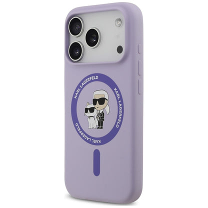 Husa MagSafe pentru Apple iPhone 18 Pro / 17 Pro, Karl Lagerfeld, Silicone Ring Karl & Choupette, Mov