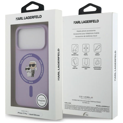 Husa MagSafe pentru Apple iPhone 18 Pro / 17 Pro, Karl Lagerfeld, Silicone Ring Karl & Choupette, Mov