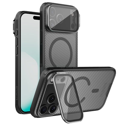 Husa MagSafe pentru Apple iPhone 18 Pro / 17 Pro, Nillkin, CamShield Prop, Neagra Transparenta