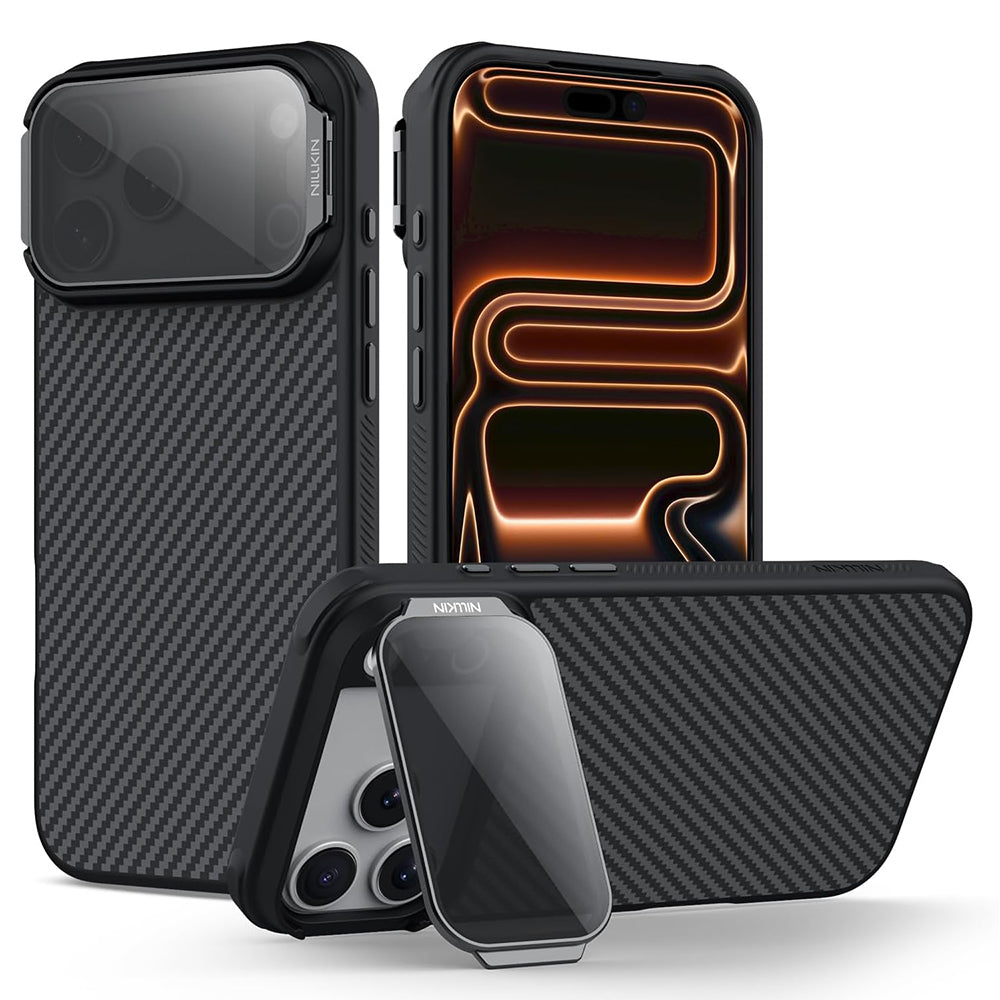 Husa MagSafe pentru Apple iPhone 18 Pro / 17 Pro, Nillkin, CarboProp with Transparent Black Lens Cover, Neagra