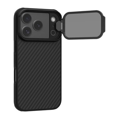 Husa MagSafe pentru Apple iPhone 18 Pro / 17 Pro, Nillkin, CarboProp with Transparent Black Lens Cover, Neagra