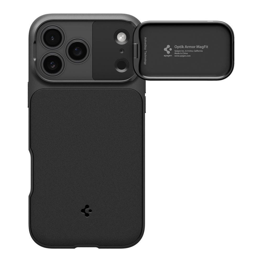 Husa MagSafe pentru Apple iPhone 18 Pro / 17 Pro, Spigen, Optik Armor, Neagra ACS09953