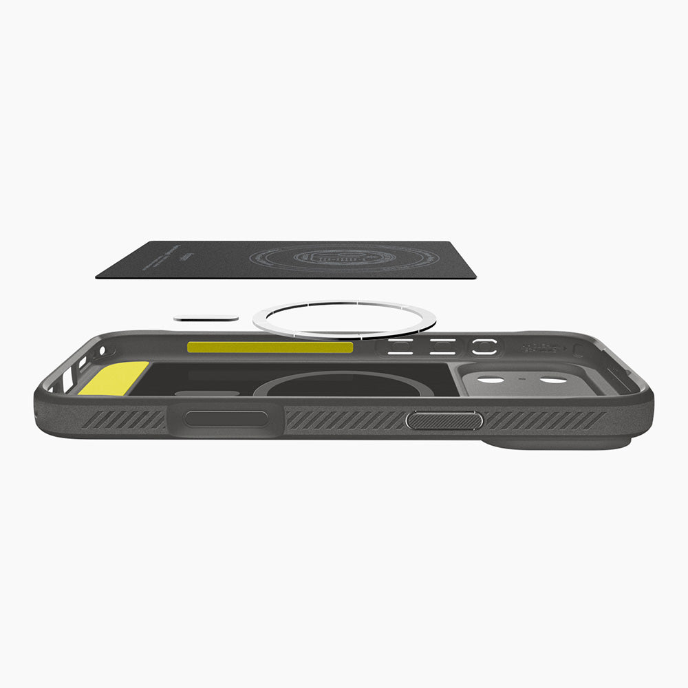 Husa MagSafe pentru Apple iPhone 18 Pro / 17 Pro, Spigen, Rugged Armor, Gri ACS12148