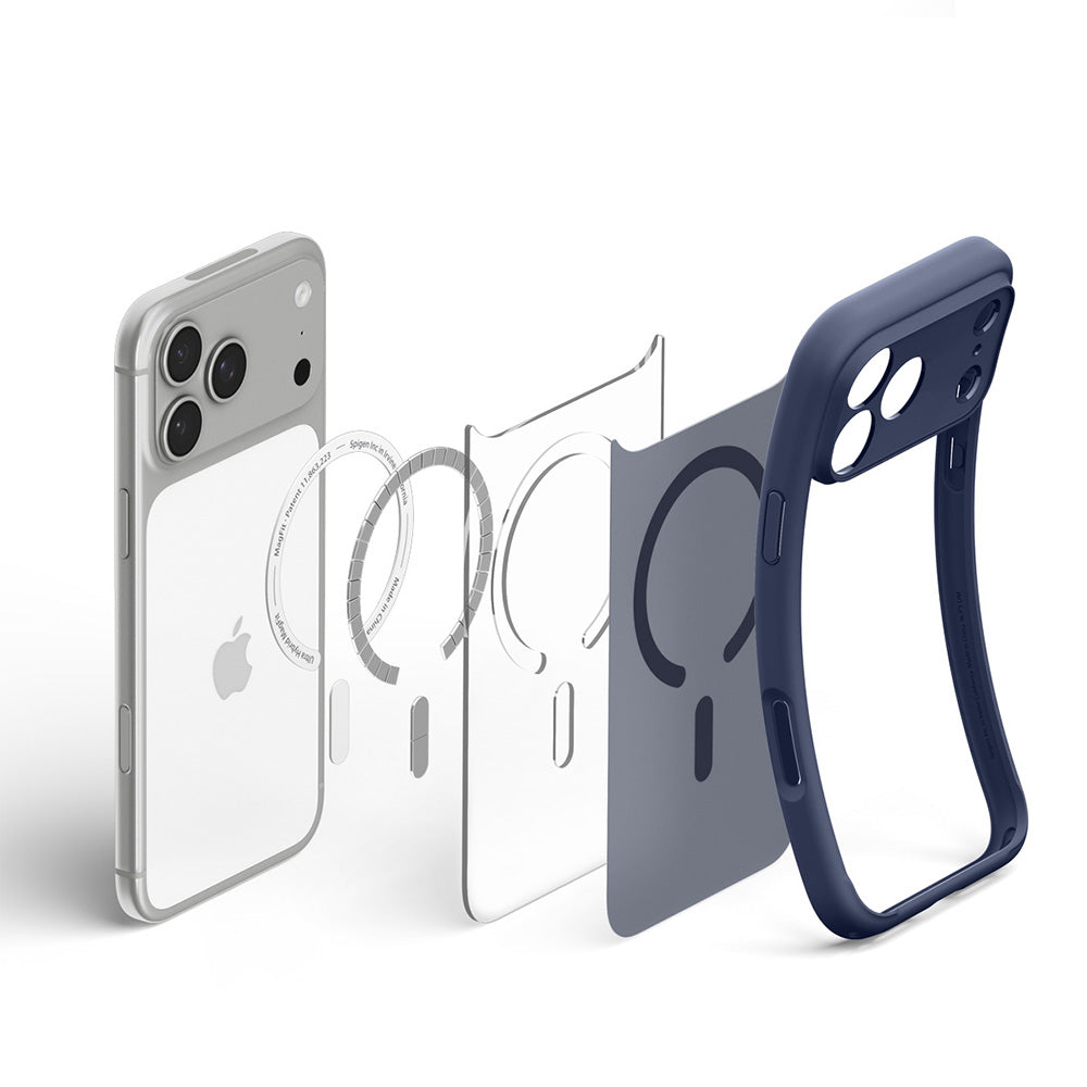 Husa MagSafe pentru Apple iPhone 18 Pro / 17 Pro, Spigen, Ultra Hybrid, Bleumarin Satinata ACS11931