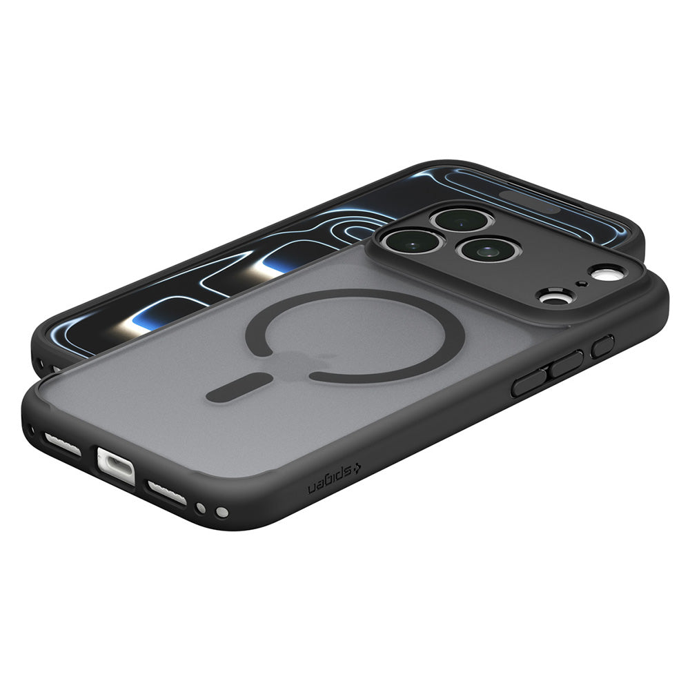 Husa MagSafe pentru Apple iPhone 18 Pro / 17 Pro, Spigen, Ultra Hybrid, Neagra Satinata ACS12160