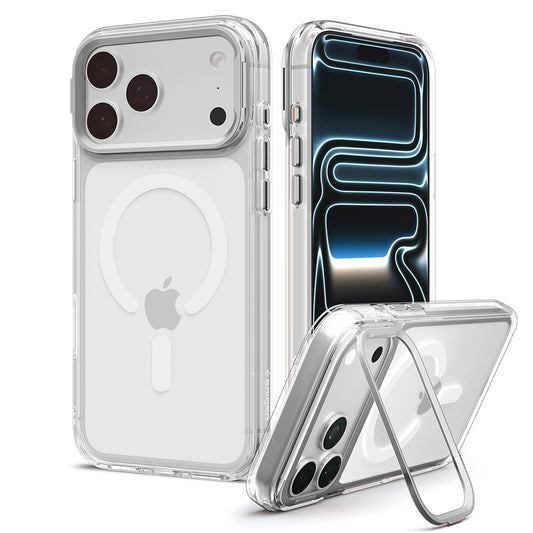 Husa MagSafe pentru Apple iPhone 18 Pro / 17 Pro, Spigen, Ultra Hybrid Optik S, Argintie Transparenta ACS11921