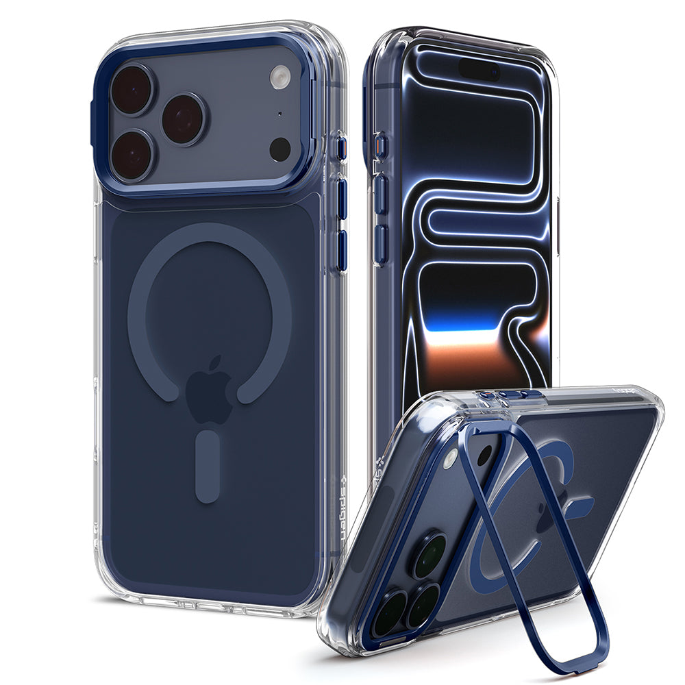 Husa MagSafe pentru Apple iPhone 18 Pro / 17 Pro, Spigen, Ultra Hybrid Optik S, Transparenta Bleumarin ACS11922