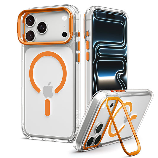 Husa MagSafe pentru Apple iPhone 18 Pro / 17 Pro, Spigen, Ultra Hybrid Optik S, Transparenta Portocalie ACS11923