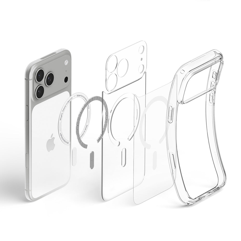 Husa MagSafe pentru Apple iPhone 18 Pro / 17 Pro, Spigen, Ultra Hybrid, Transparenta Alba ACS12155