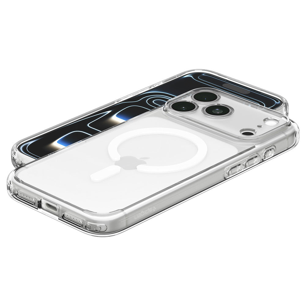 Husa MagSafe pentru Apple iPhone 18 Pro / 17 Pro, Spigen, Ultra Hybrid, Transparenta Alba ACS12155