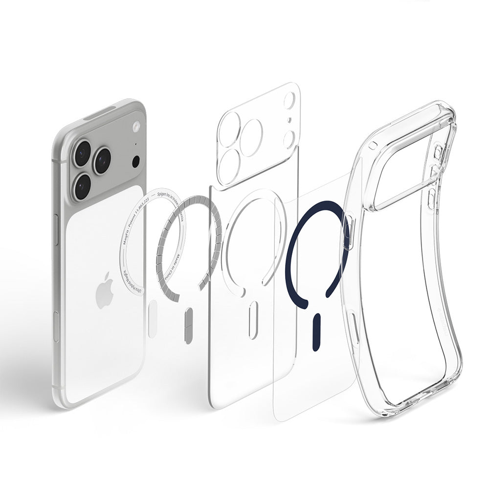 Husa MagSafe pentru Apple iPhone 18 Pro / 17 Pro, Spigen, Ultra Hybrid, Transparenta Bleumarin ACS12158
