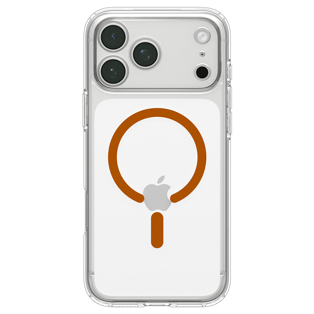 Husa MagSafe pentru Apple iPhone 18 Pro / 17 Pro, Spigen, Ultra Hybrid, Transparenta Portocalie ACS12159