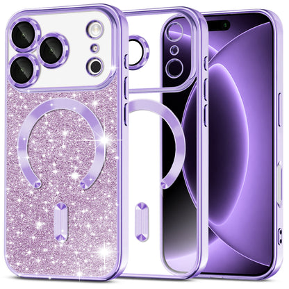 Husa MagSafe pentru Apple iPhone 18 Pro / 17 Pro, Techsuit, Luxury Glitter, Mov Deschis