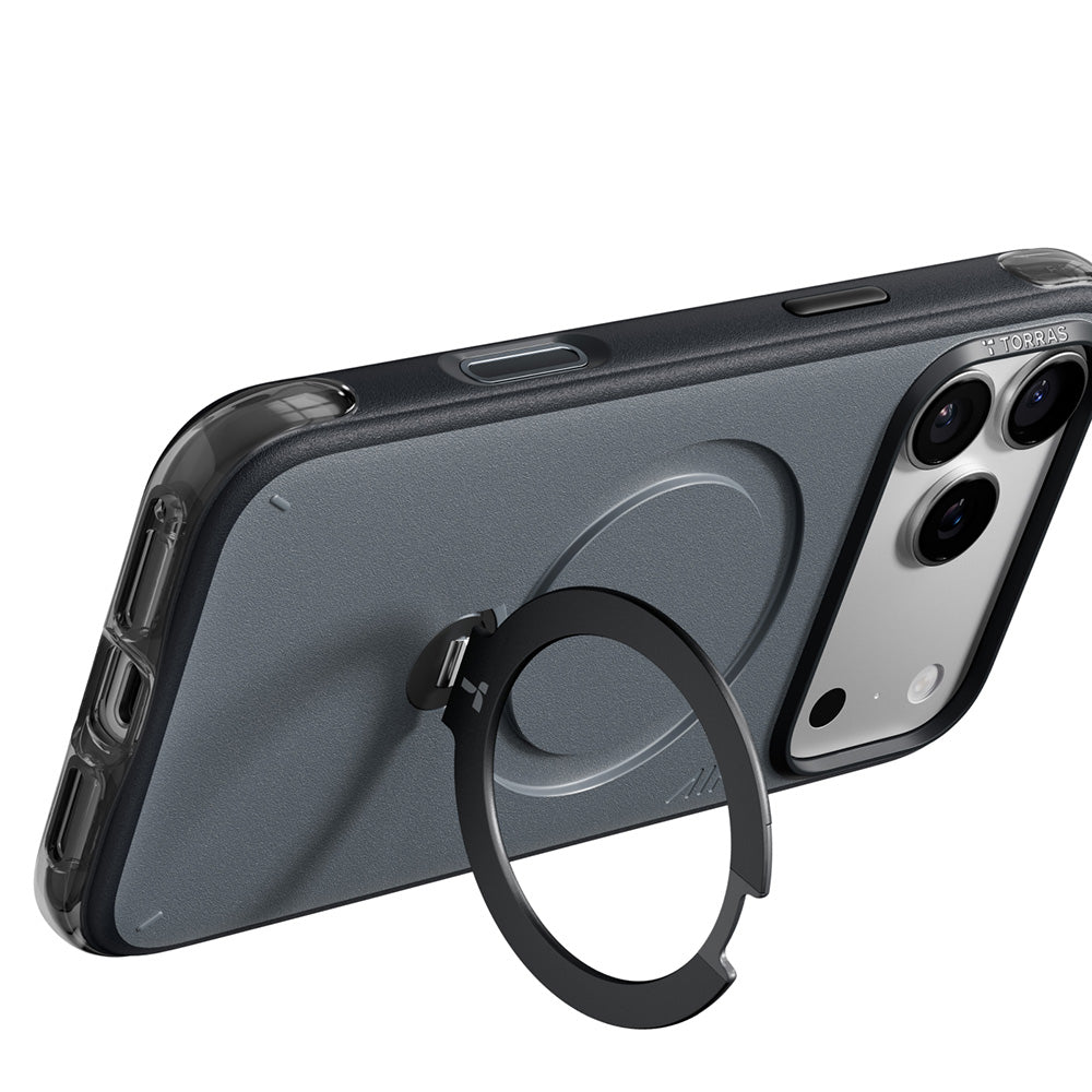 Husa MagSafe pentru Apple iPhone 18 Pro / 17 Pro, Torras, Ostand Q3 Air Essential, Neagra