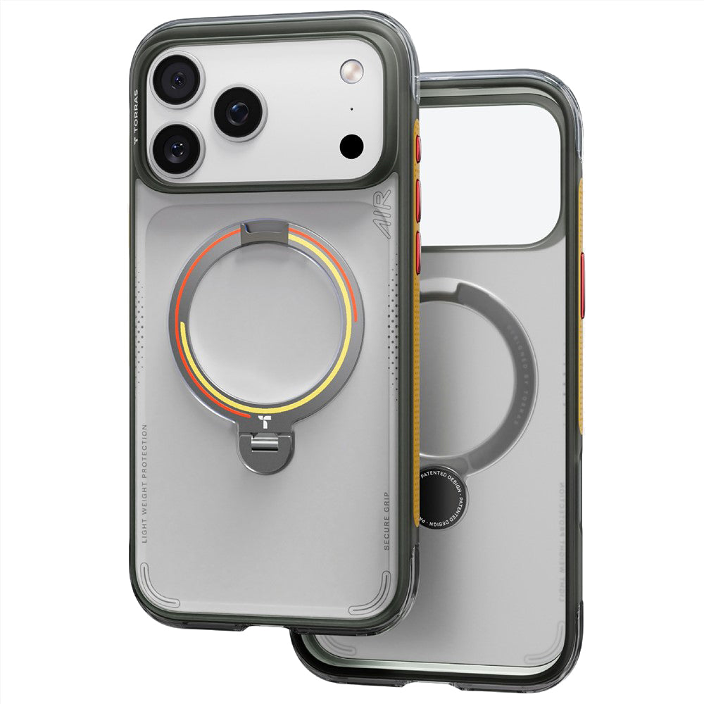 Husa MagSafe pentru Apple iPhone 18 Pro / 17 Pro, Torras, Ostand Q3 Air Football, Gri