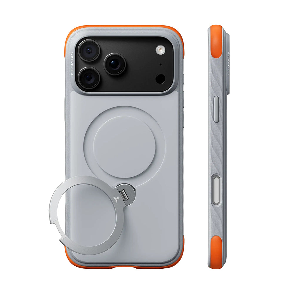 Husa MagSafe pentru Apple iPhone 18 Pro / 17 Pro, Torras, Ostand Q3 Rugged, Alba