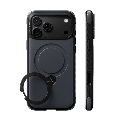 Husa MagSafe pentru Apple iPhone 18 Pro / 17 Pro, Torras, Ostand Q3 Rugged, Neagra
