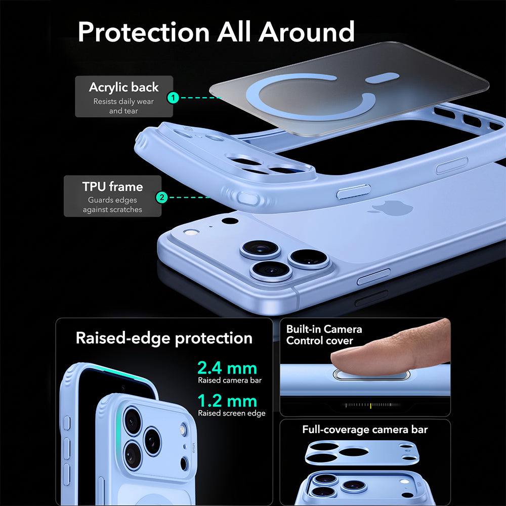 Husa MagSafe pentru Apple iPhone 18 Pro, ESR, Classic Hybrid, Bleu Satinata