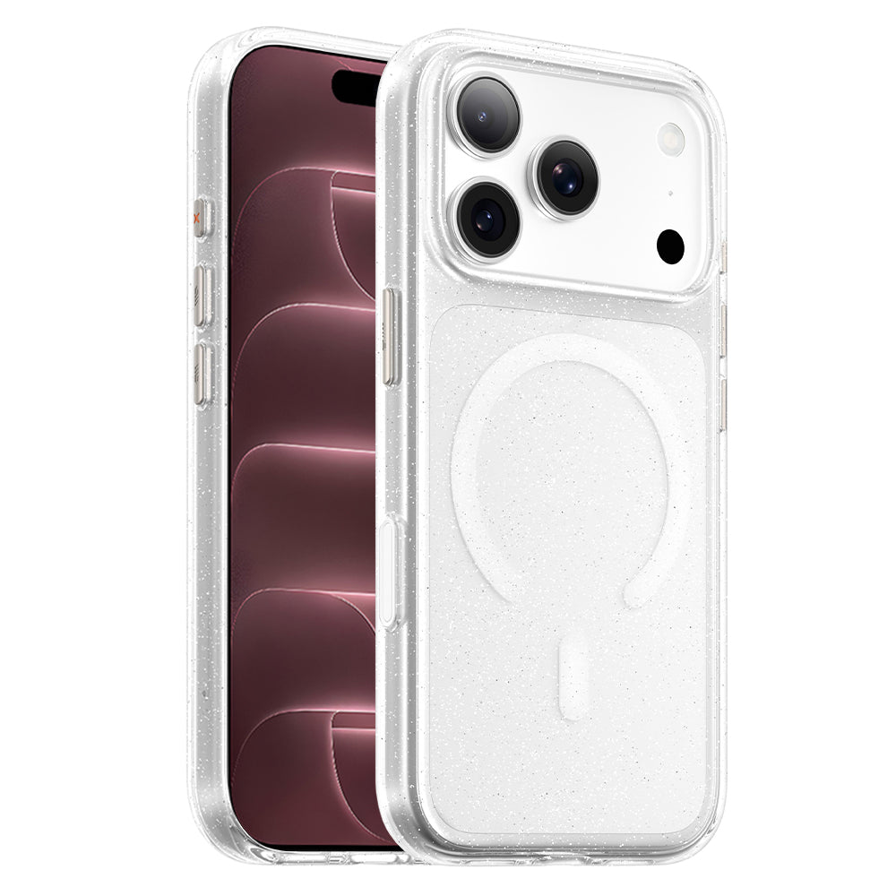 Husa MagSafe pentru Apple iPhone 18 Pro Max / 17 Pro Max, Blueo, Crystal Pro Anti-Drop Glitter, Transparenta