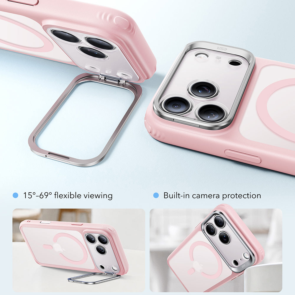 Husa MagSafe pentru Apple iPhone 18 Pro Max / 17 Pro Max, ESR, Classic Hybrid Kickstand, Roz Satinata
