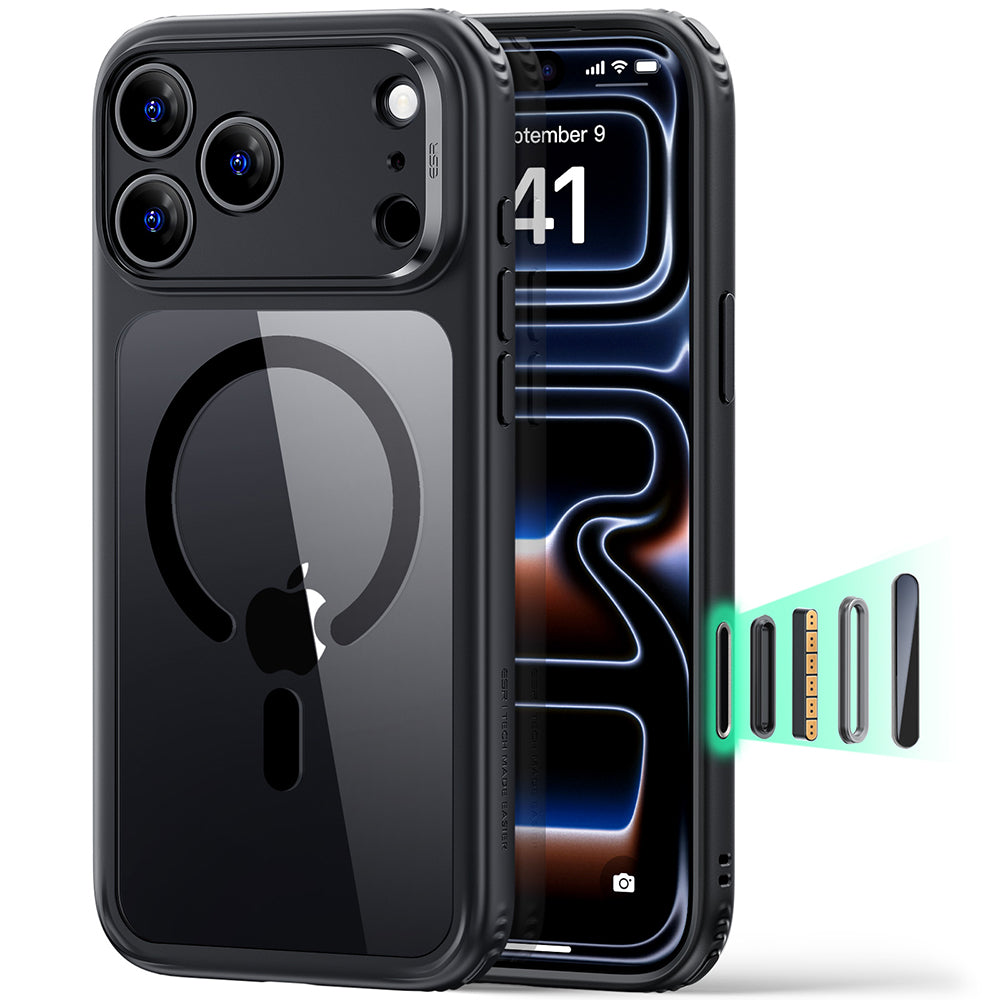 Husa MagSafe pentru Apple iPhone 18 Pro Max / 17 Pro Max, ESR, Classic Hybrid, Neagra Transparenta