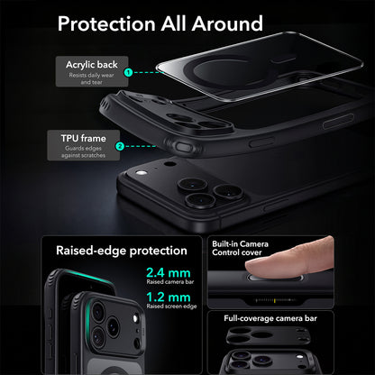 Husa MagSafe pentru Apple iPhone 18 Pro Max / 17 Pro Max, ESR, Classic Hybrid, Neagra Transparenta
