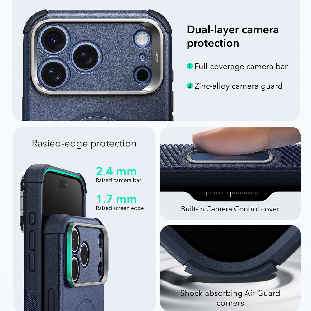 Husa MagSafe pentru Apple iPhone 18 Pro Max / 17 Pro Max, ESR, Cyber Armor Kickstand, Albastra
