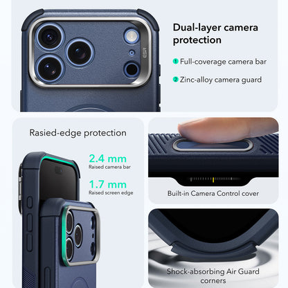 Husa MagSafe pentru Apple iPhone 18 Pro Max / 17 Pro Max, ESR, Cyber Armor Kickstand, Albastra