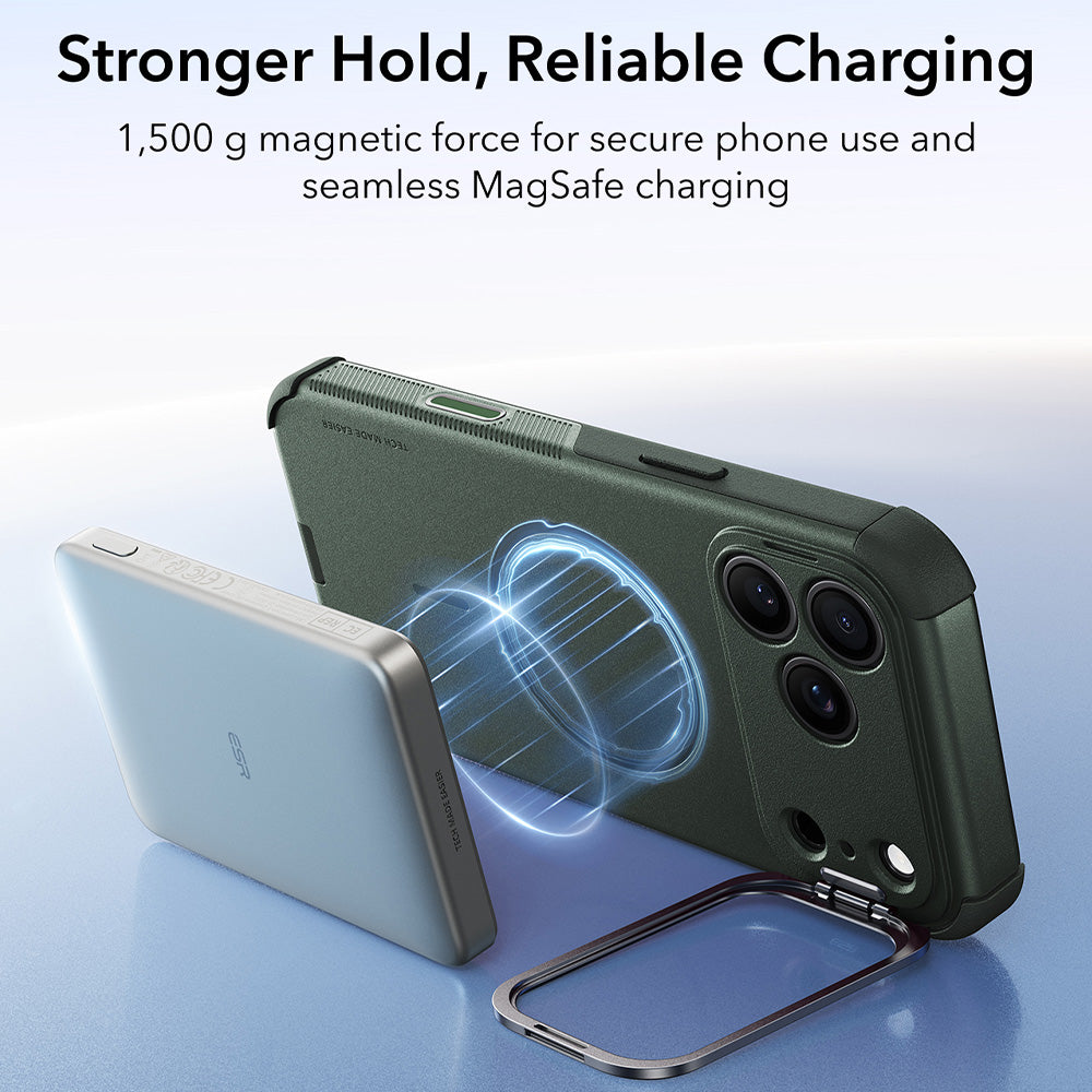 Husa MagSafe pentru Apple iPhone 18 Pro Max / 17 Pro Max, ESR, Cyber Armor Kickstand, Verde