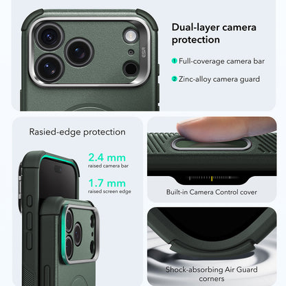 Husa MagSafe pentru Apple iPhone 18 Pro Max / 17 Pro Max, ESR, Cyber Armor Kickstand, Verde