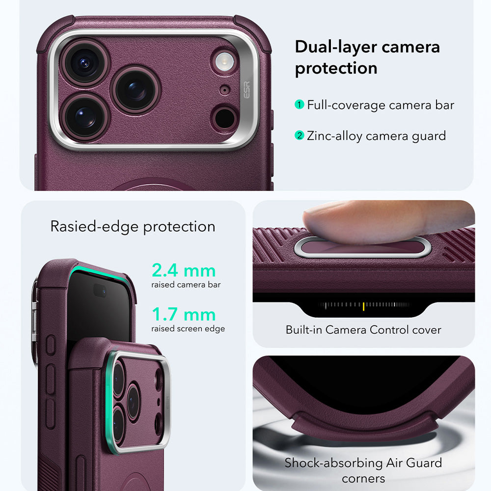 Husa MagSafe pentru Apple iPhone 18 Pro Max / 17 Pro Max, ESR, Cyber Armor Kickstand, Visinie Inchis Satinata