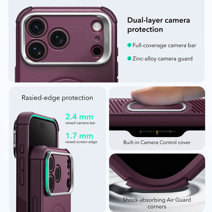 Husa MagSafe pentru Apple iPhone 18 Pro Max / 17 Pro Max, ESR, Cyber Armor Kickstand, Visinie Inchis Satinata