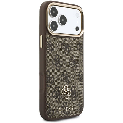 Husa MagSafe pentru Apple iPhone 18 Pro Max / 17 Pro Max, Guess, 4G Cardslot & Big Strap, Maro