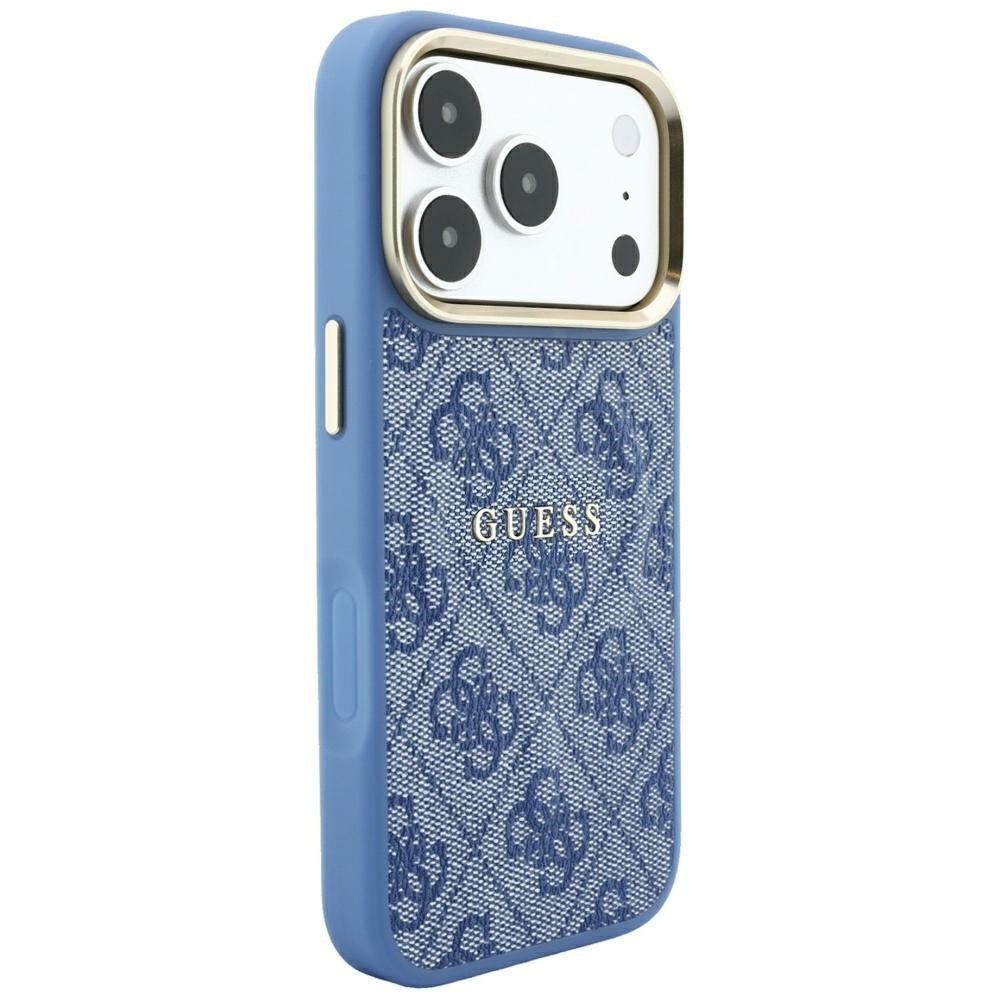 Husa MagSafe pentru Apple iPhone 18 Pro Max / 17 Pro Max, Guess, 4G Embossed Classic, Albastra