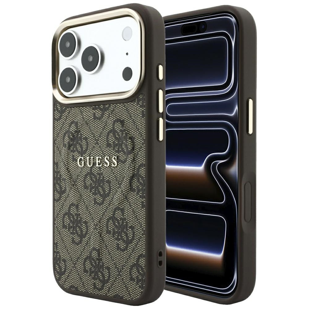 Husa MagSafe pentru Apple iPhone 18 Pro Max / 17 Pro Max, Guess, 4G Embossed Classic, Maro