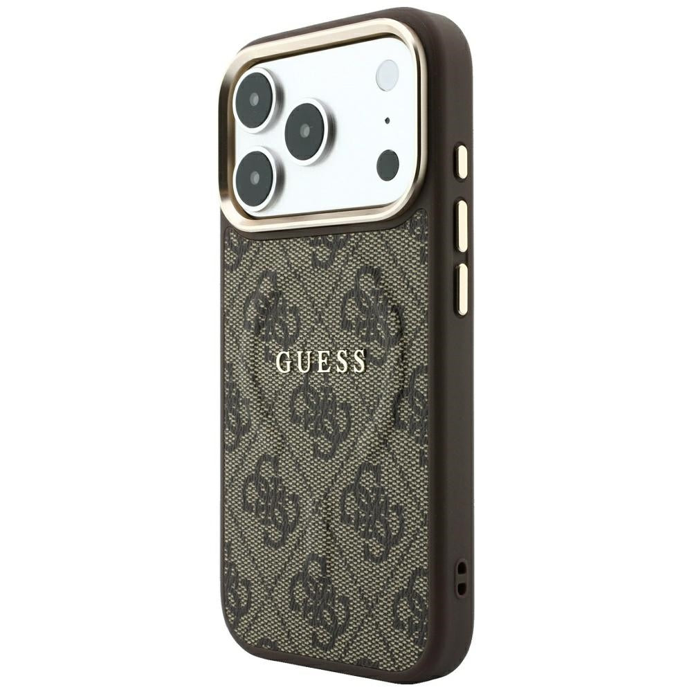 Husa MagSafe pentru Apple iPhone 18 Pro Max / 17 Pro Max, Guess, 4G Embossed Classic, Maro