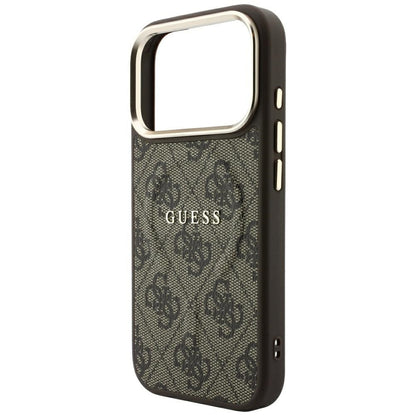 Husa MagSafe pentru Apple iPhone 18 Pro Max / 17 Pro Max, Guess, 4G Embossed Classic, Maro