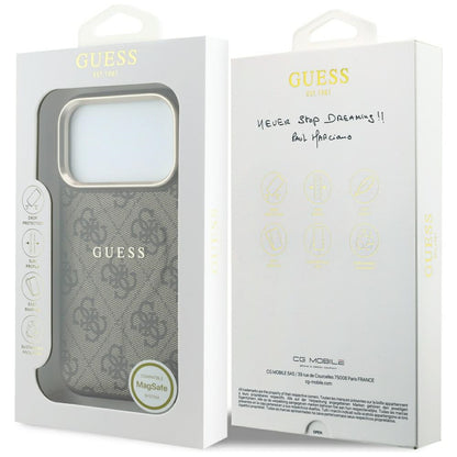 Husa MagSafe pentru Apple iPhone 18 Pro Max / 17 Pro Max, Guess, 4G Embossed Classic, Maro