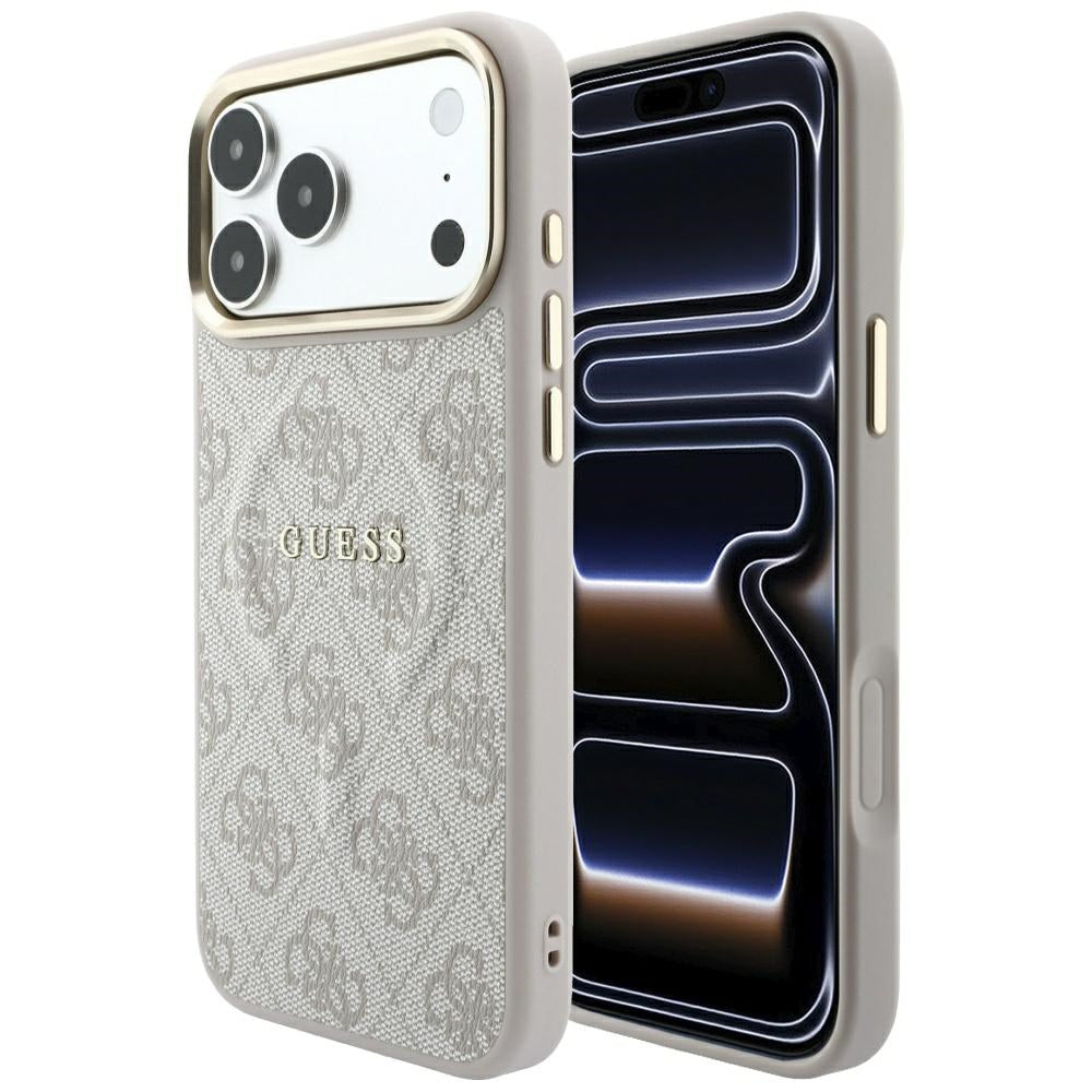 Husa MagSafe pentru Apple iPhone 18 Pro Max / 17 Pro Max, Guess, 4G Embossed Classic, Roz