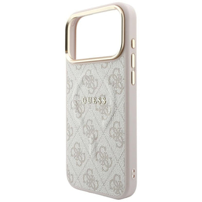 Husa MagSafe pentru Apple iPhone 18 Pro Max / 17 Pro Max, Guess, 4G Embossed Classic, Roz