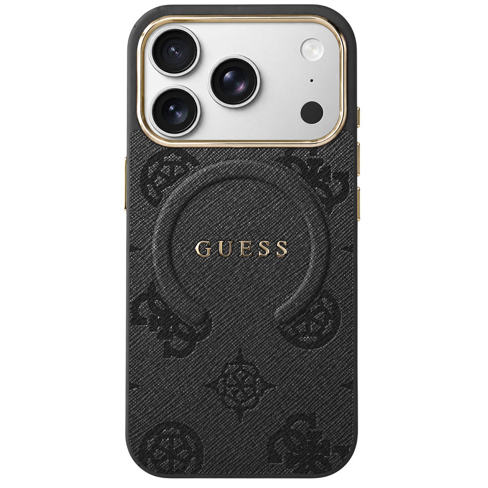 Husa MagSafe pentru Apple iPhone 18 Pro Max / 17 Pro Max, Guess, 4G Embossed Ring Classic Logo, Neagra