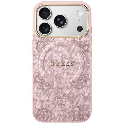 Husa MagSafe pentru Apple iPhone 18 Pro Max / 17 Pro Max, Guess, 4G Embossed Ring Classic Logo, Roz