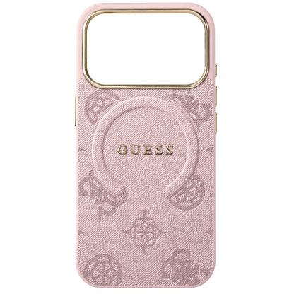 Husa MagSafe pentru Apple iPhone 18 Pro Max / 17 Pro Max, Guess, 4G Embossed Ring Classic Logo, Roz