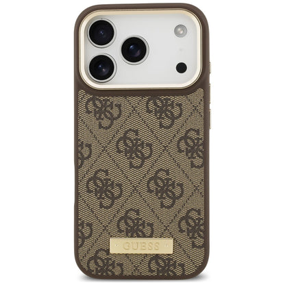 Husa MagSafe pentru Apple iPhone 18 Pro Max / 17 Pro Max, Guess, 4G Logo Plate, Maro