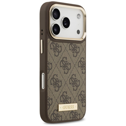Husa MagSafe pentru Apple iPhone 18 Pro Max / 17 Pro Max, Guess, 4G Logo Plate, Maro