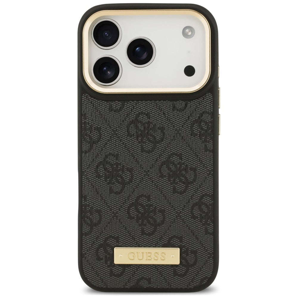 Husa MagSafe pentru Apple iPhone 18 Pro Max / 17 Pro Max, Guess, 4G Logo Plate, Neagra