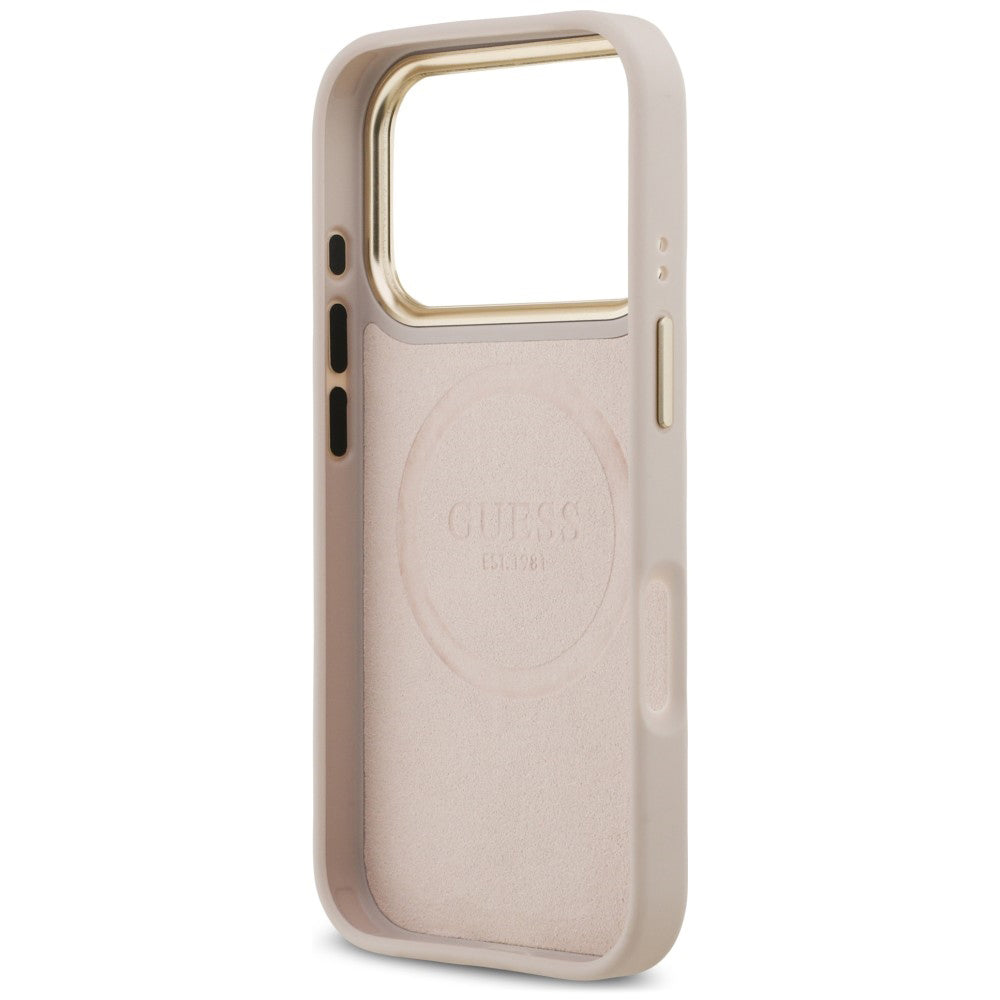 Husa MagSafe pentru Apple iPhone 18 Pro Max / 17 Pro Max, Guess, 4G Logo Plate, Roz