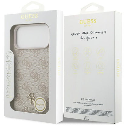 Husa MagSafe pentru Apple iPhone 18 Pro Max / 17 Pro Max, Guess, 4G Small and Classic, Roz