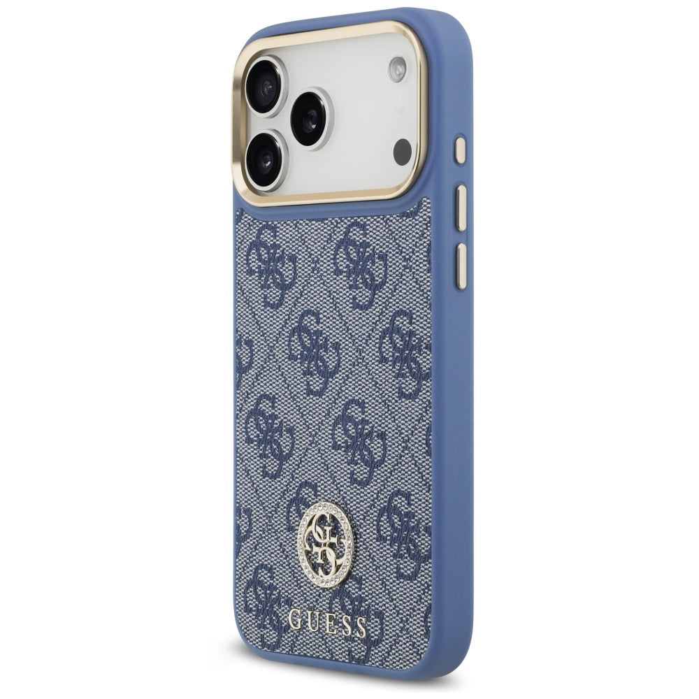 Husa MagSafe pentru Apple iPhone 18 Pro Max / 17 Pro Max, Guess, 4G Strass Logo, Albastra